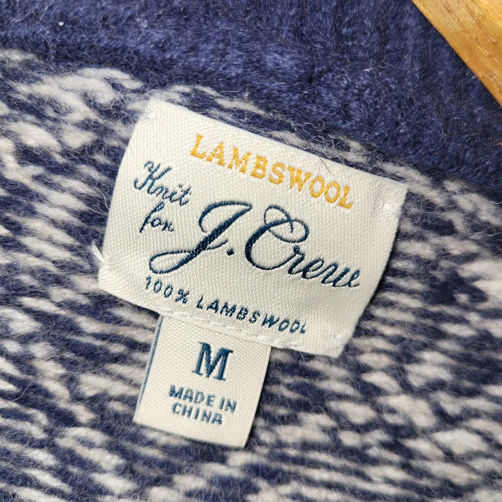 J. Crew Lambswool‎ Fair Isle Quarter Zip Sweater Men's Size Medium